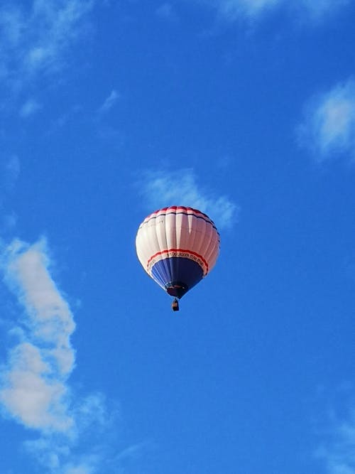 Low Angle Shot of a Hot Balloon Under the Blue Sky