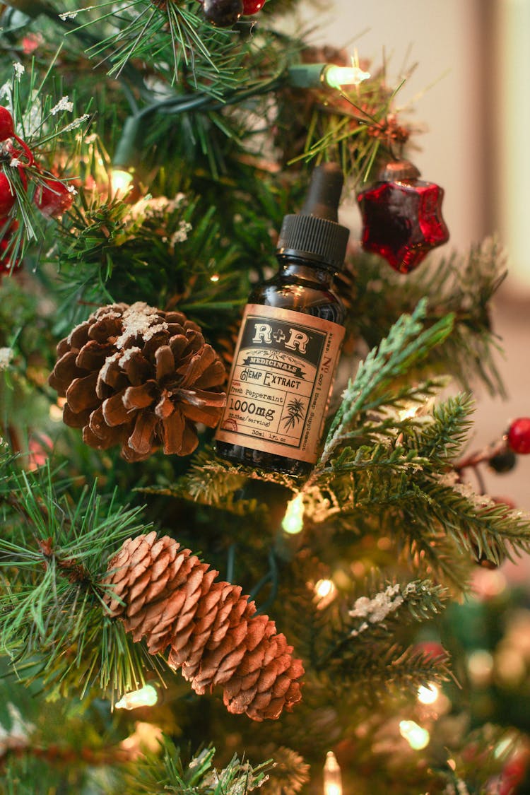 Medicine Bottle Hanging On Christmas Tree