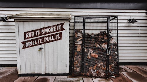 Free Small shed and cage with trash Stock Photo