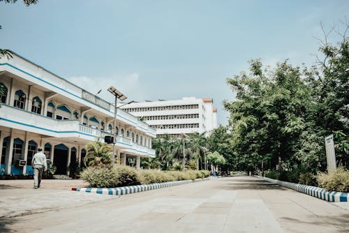 White Concrete Building Near Green Trees