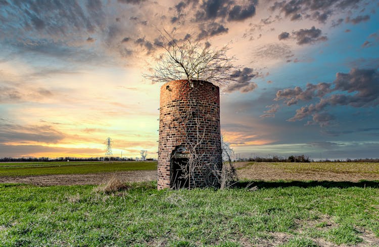 A Silo In The Farm Field