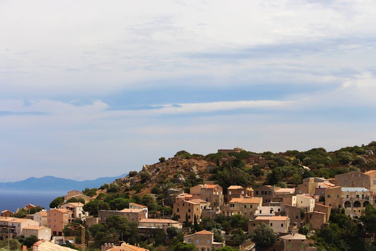 Coastal City Located On Green Hills