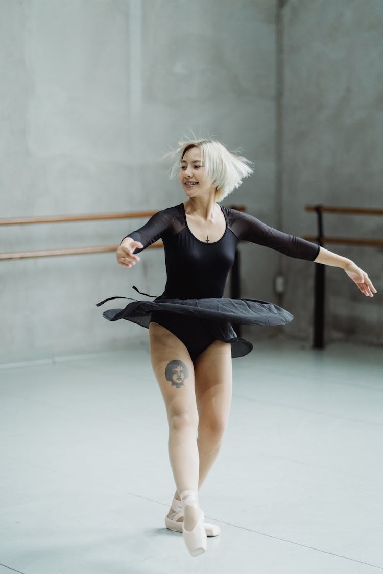 Ballerina Spinning Around During Dance Training