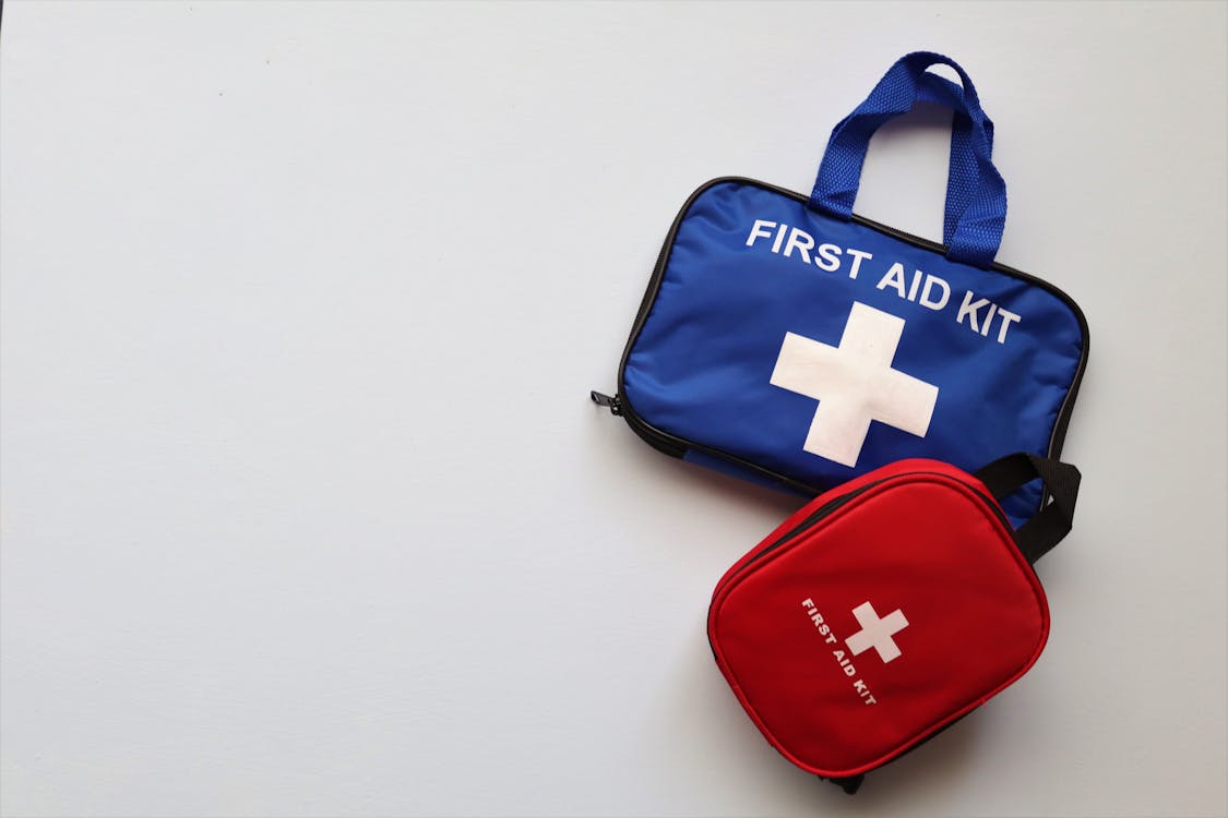 Free First Aid Kits on White Background Stock Photo