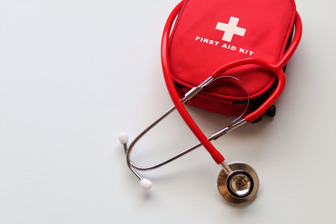 Free First Aid Kit on White Background Stock Photo