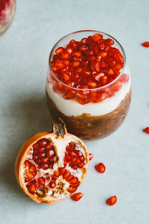 Pomegranate Topping of a Creamy Drink