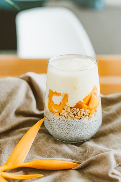 A Glass of Dessert over a Brown Cloth