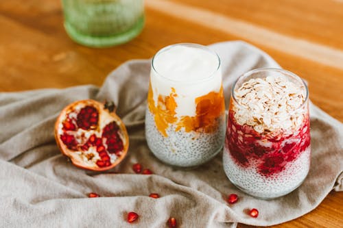 Glasses of Creamy Shakes in Close-up shot