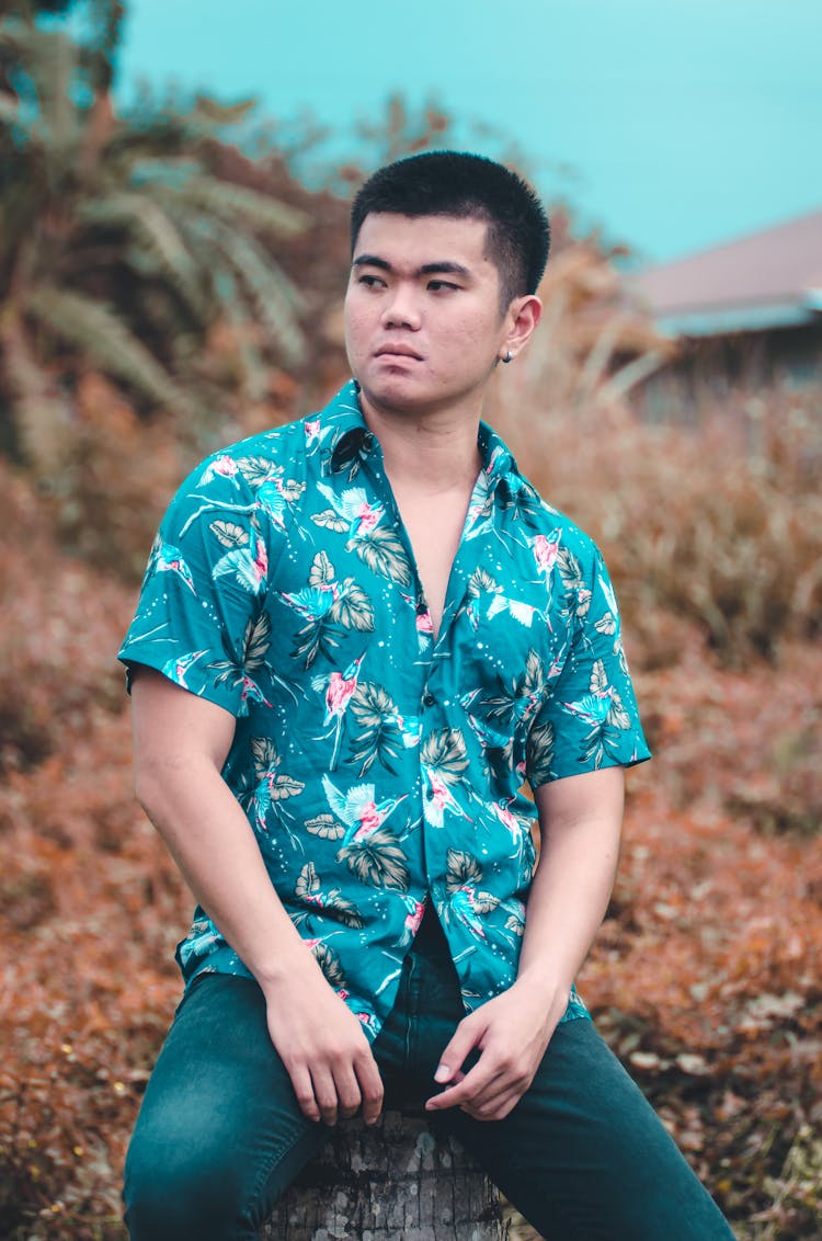 Man Wearing A Shirt With A Pattern