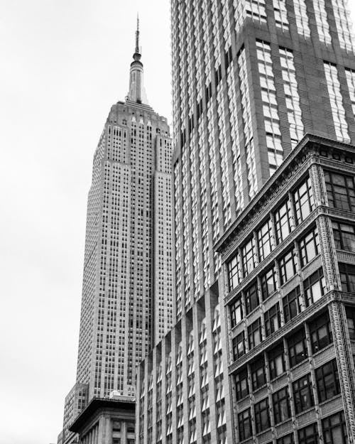 Grayscale Photo of Skyscraper