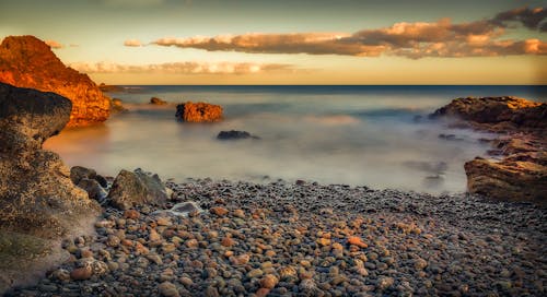 Photos gratuites de cailloux, coucher de soleil, fond d'écran