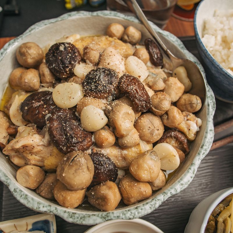 Soy-Braised Mushroom and Chestnut Rice