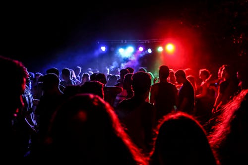 Free Group of People in a Concert during Night Time Stock Photo