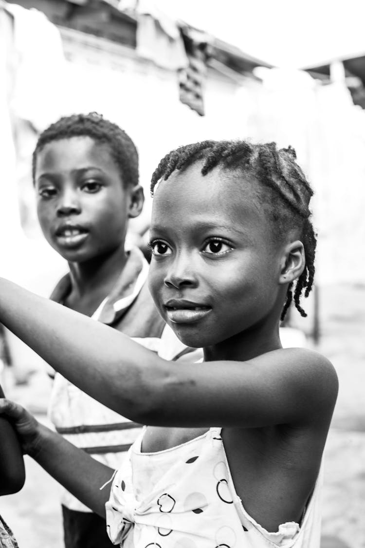 Black Kids On Street In Daylight