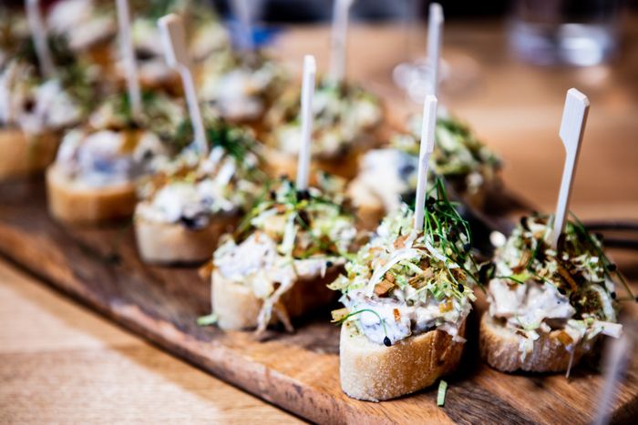 Gourmet appetizers on an elegant buffet