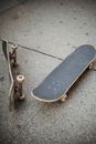 Skateboards placed on street paved road