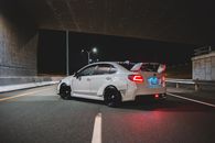 Modern car on asphalt road