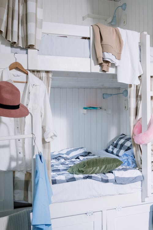 Free Clothes Hanging on a Bunk Bes Stock Photo