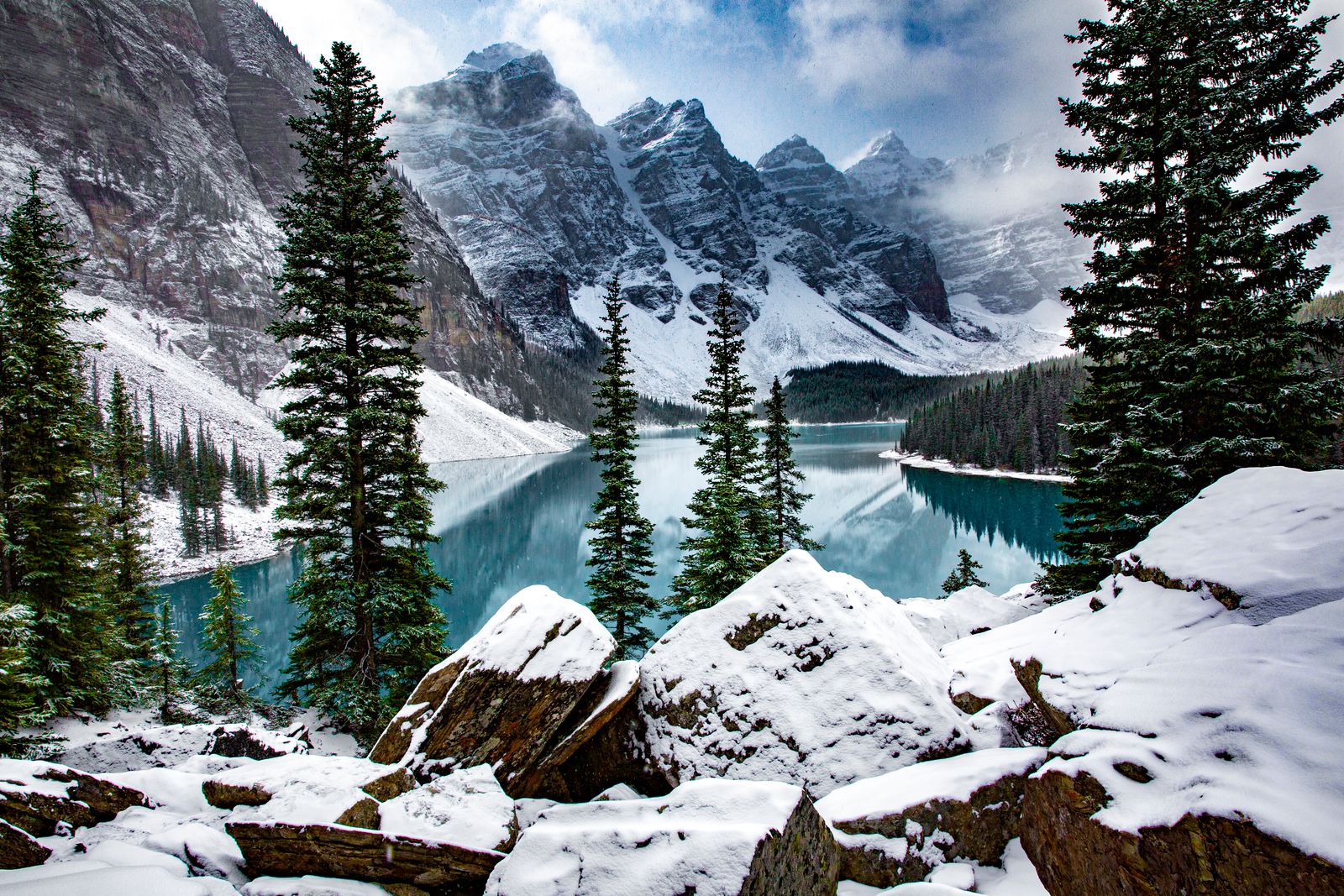 Blue Lakes sit beneath the north face of 14,150-foot Mt. Sneffels
