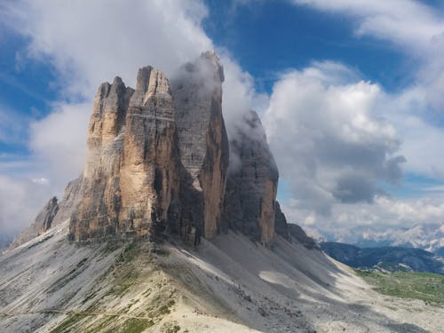 Dolomiti Rock Mountains in Fog