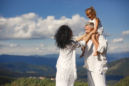 Free Grandparents with Their Granddaughter Stock Photo