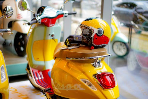 Yellow and Red Motorcycle Helmet