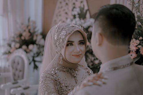 Woman Wearing a Wedding Dress Smiling