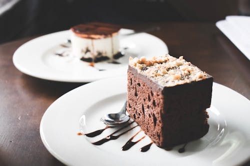 Chocolate Cake on White Ceramic Plate