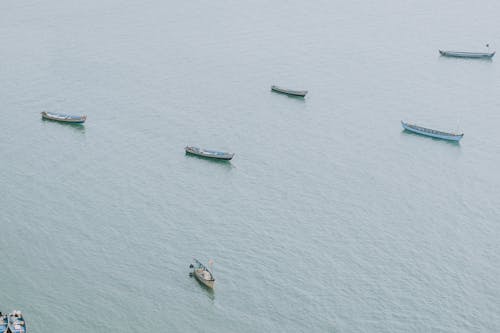 Aerial Shot of Boats in the Ocean