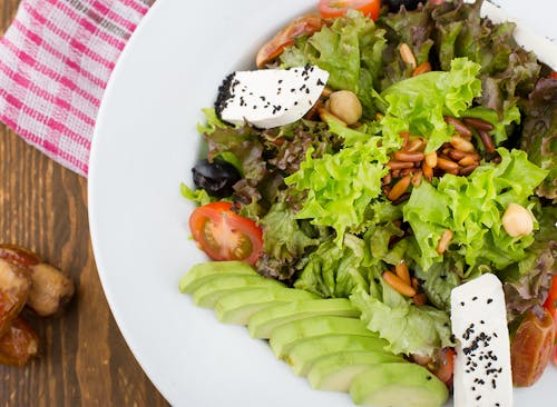 Vegetable Salad on White Ceramic Plate