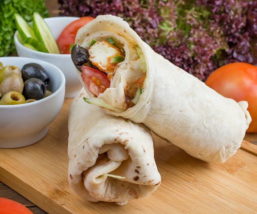 Food with Sides on a Wooden Tray