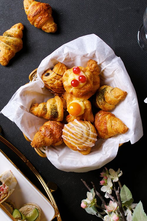 Free Baked Goods in a Basket Stock Photo