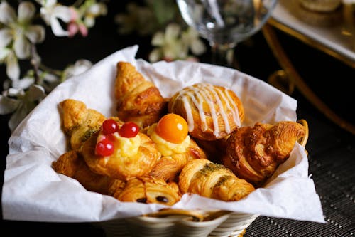 Free Breads in a Basket Stock Photo