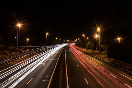 긴 노출, 도로, 밤의 무료 스톡 사진