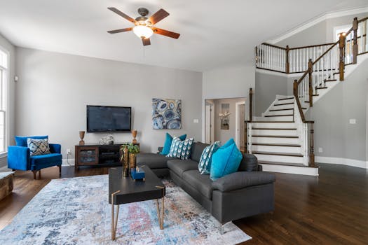 Stylish modern living room with elegant furniture and contemporary decor.