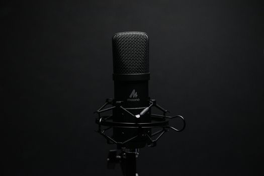 Black Microphone With Black Background