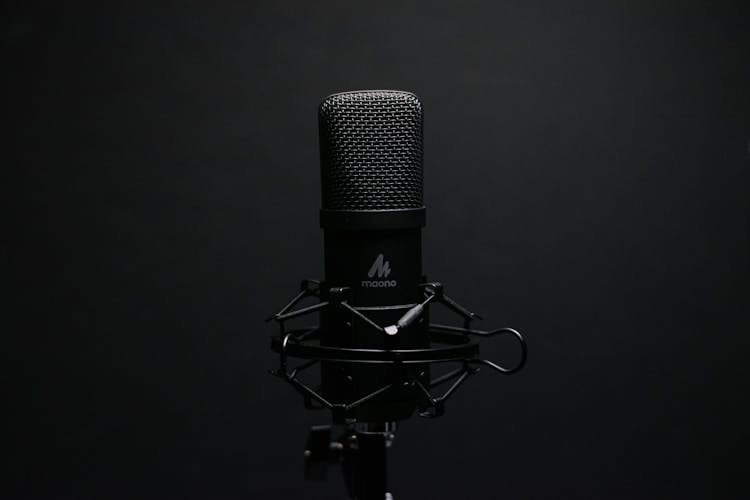 Black Microphone With Black Background