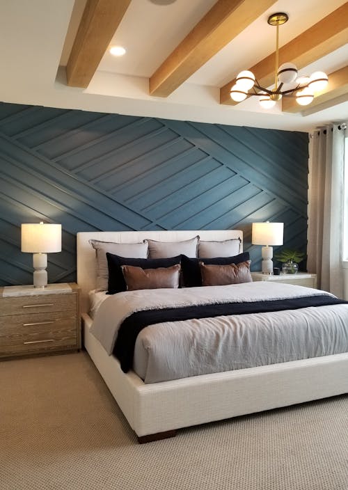 Bedroom with Blue Accent Wall