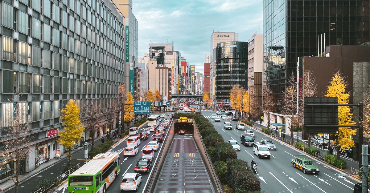 Tokyo office workers commuting business district