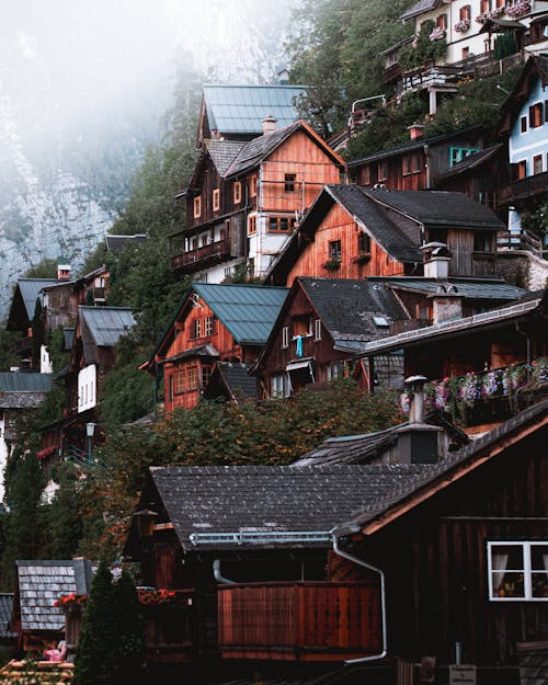 垂直ショット, 家, 山岳の無料の写真素材