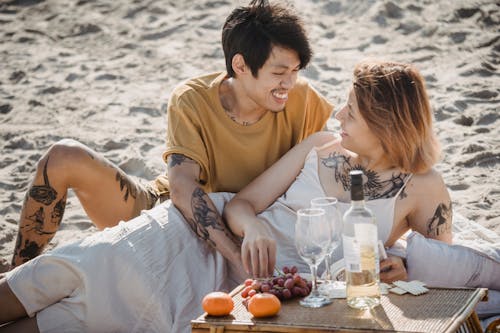 Free People at the Beach Stock Photo