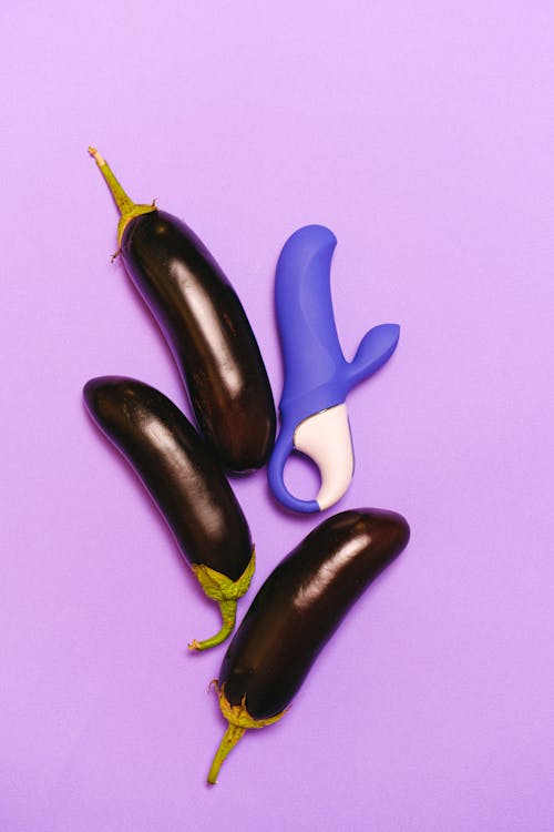Free Eggplants and a Sex Toy Stock Photo