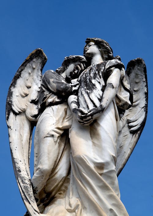 Foto profissional grátis de anjos, asas, céu azul claro