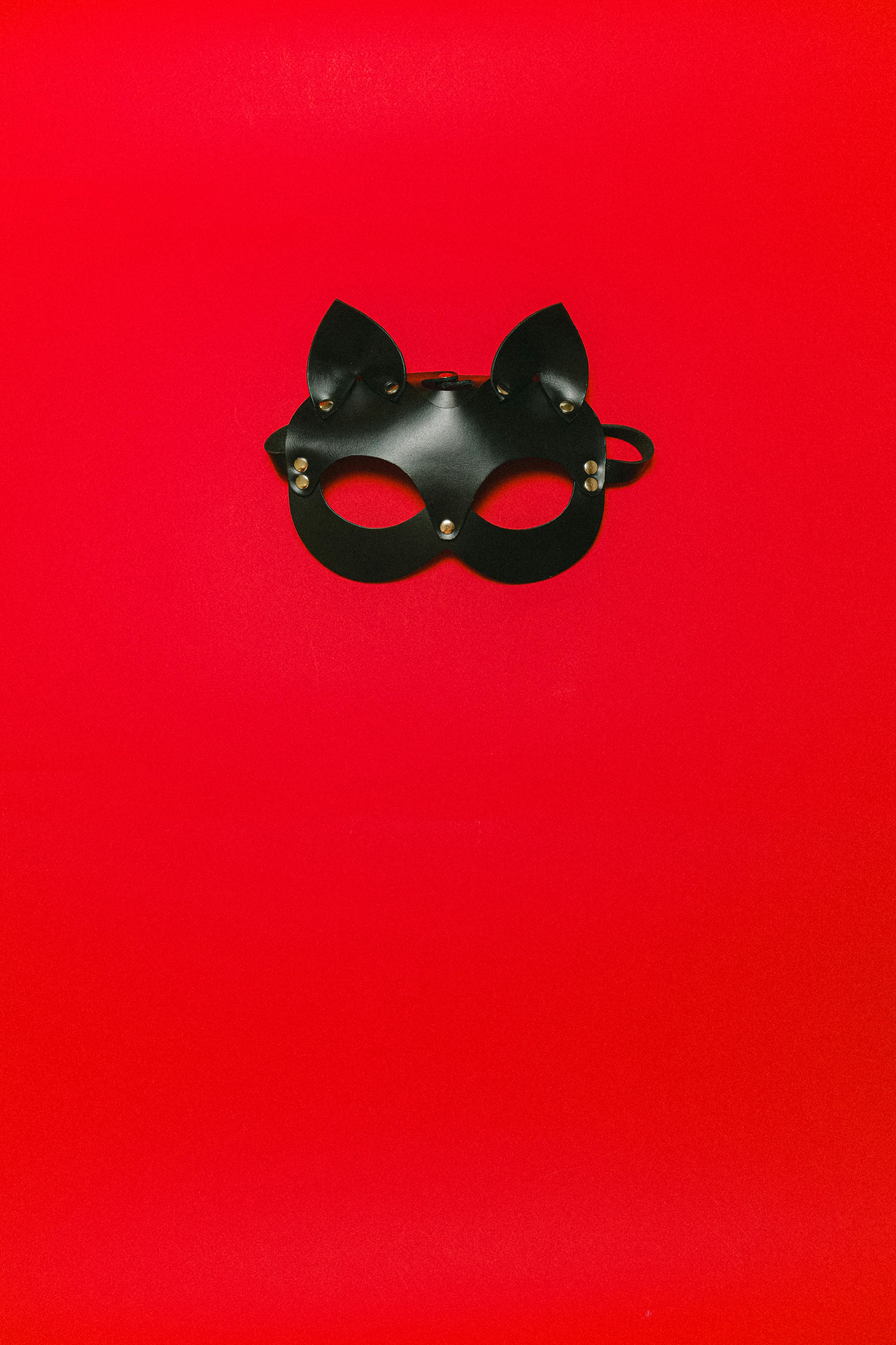 black leather cat mask