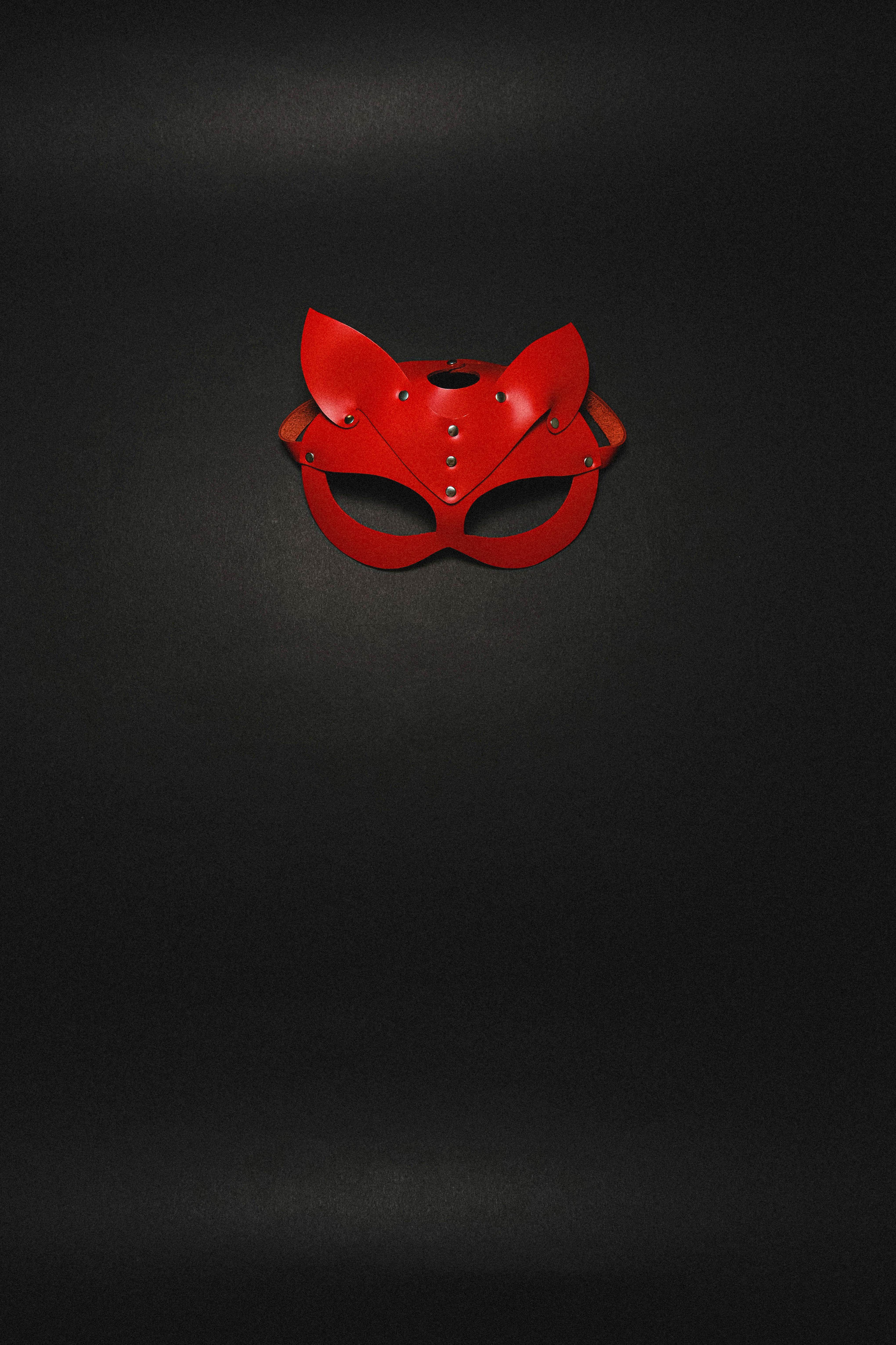 red leather mask