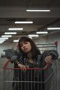 Calm sitting in shopping trolley