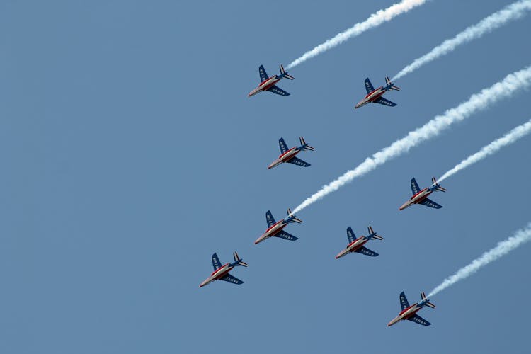 Airplanes In Formation On Sky