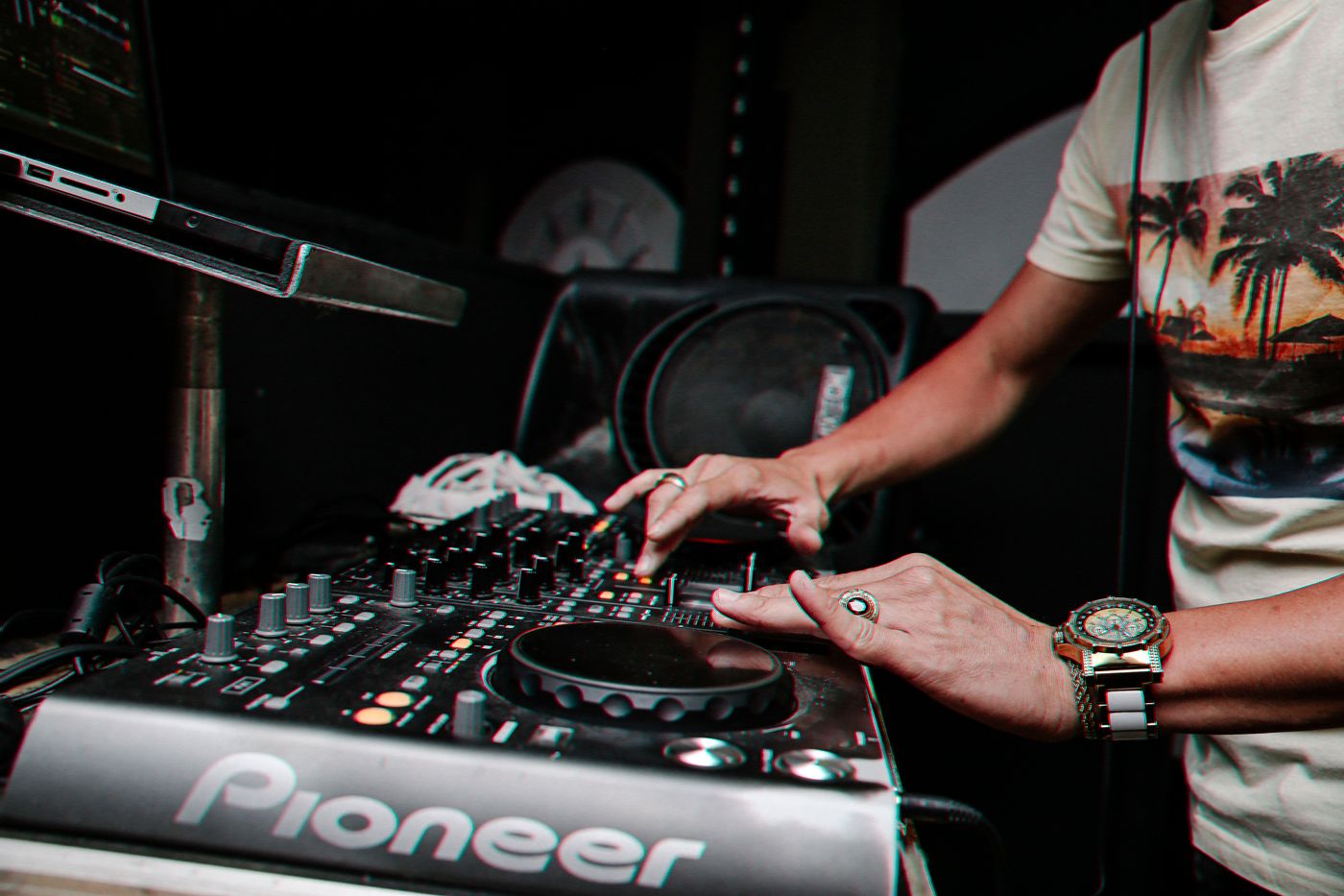 Professional DJ mixer and equipment