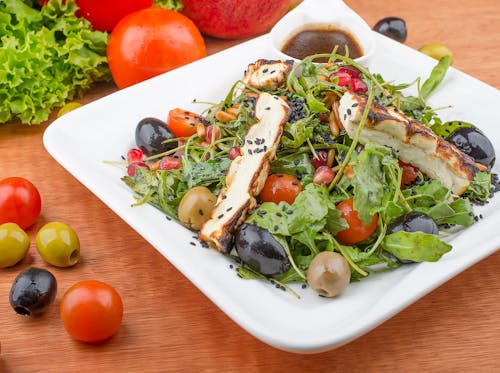 Vegetable Salad on White Ceramic Plate