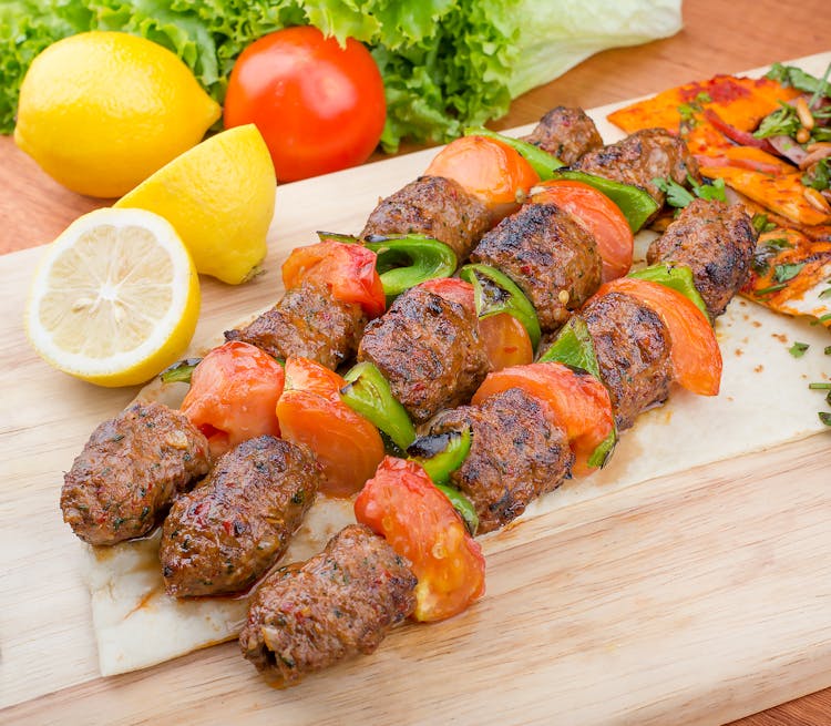 Grilled Meat With Tomatoes And Bell Pepper